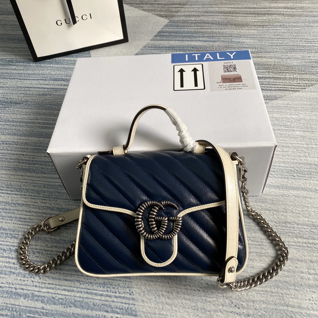 Marmont Mini Top Handle Bag Shoulder Bag 583571 Dark blue